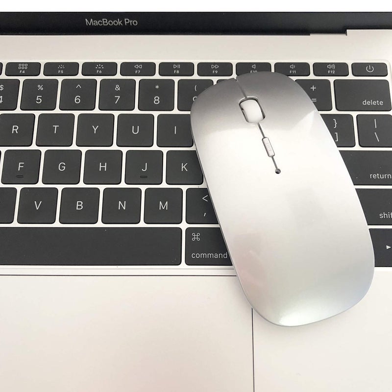 PEIBO Bluetooth Wireless Mouse for Laptop mac MacBook ipad MacBook air MacBook pro pc Desktop Computer Windows Chromebook Notebook (Silver) - Image 3